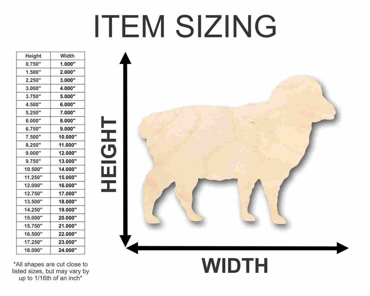 Unfinished Wood Sheep Shape - Farm Animal - Craft - up to 46