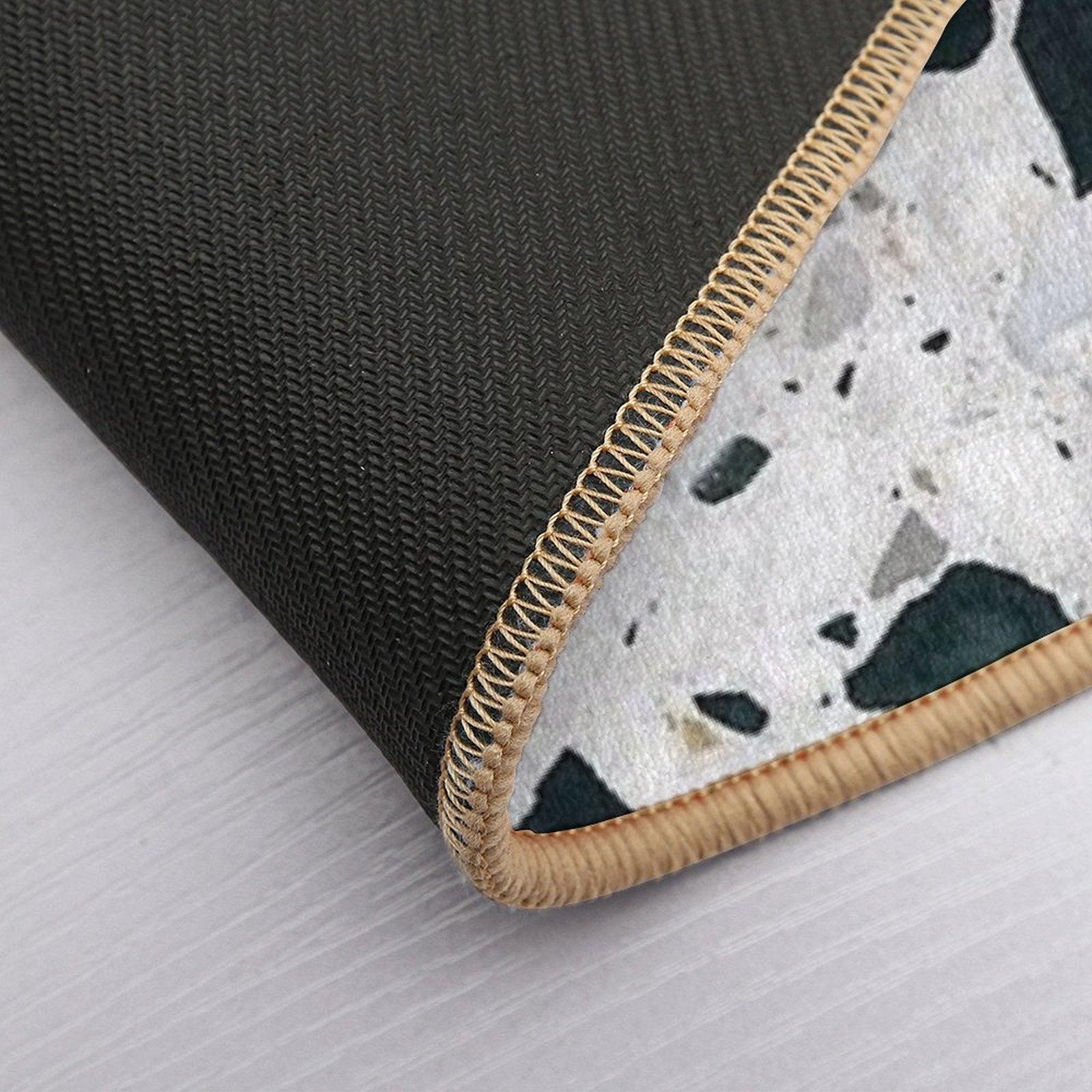 Terrazzo Black, White, Grey And Bronze Bath Mat