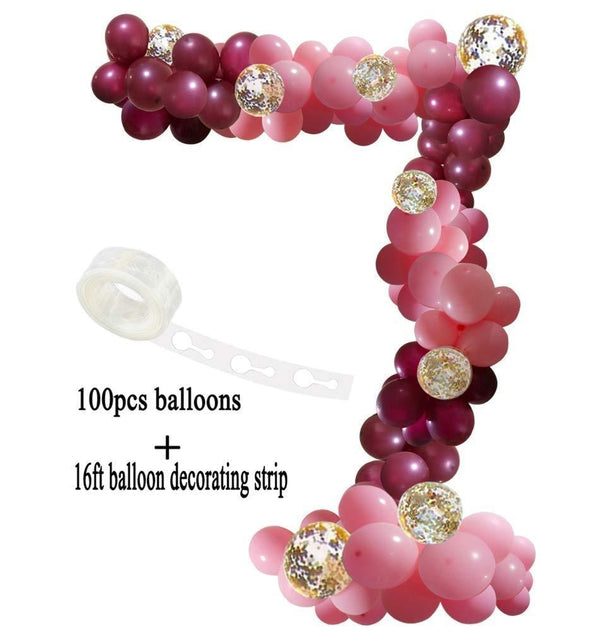 112 pcs  Red Rose Gold Birthday Pink Latex Balloon Garland Arch Kit For Girls Wedding Party Decoration Baby Showers Girl Birthday Party Ballons Decoration for Girls