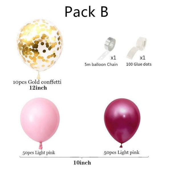 112 pcs  Red Rose Gold Birthday Pink Latex Balloon Garland Arch Kit For Girls Wedding Party Decoration Baby Showers Girl Birthday Party Ballons Decoration for Girls