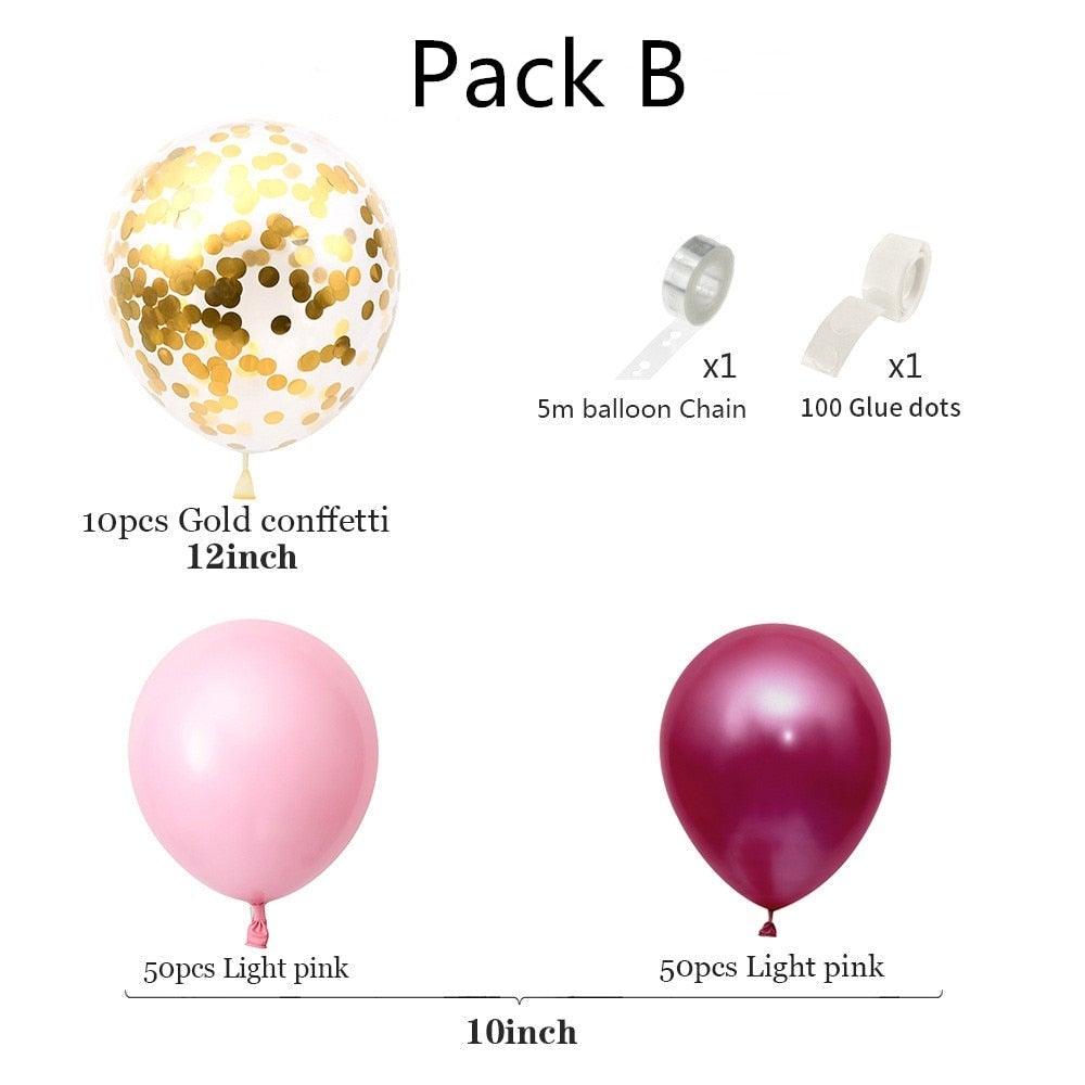 112 pcs  Red Rose Gold Birthday Pink Latex Balloon Garland Arch Kit For Girls Wedding Party Decoration Baby Showers Girl Birthday Party Ballons Decoration for Girls