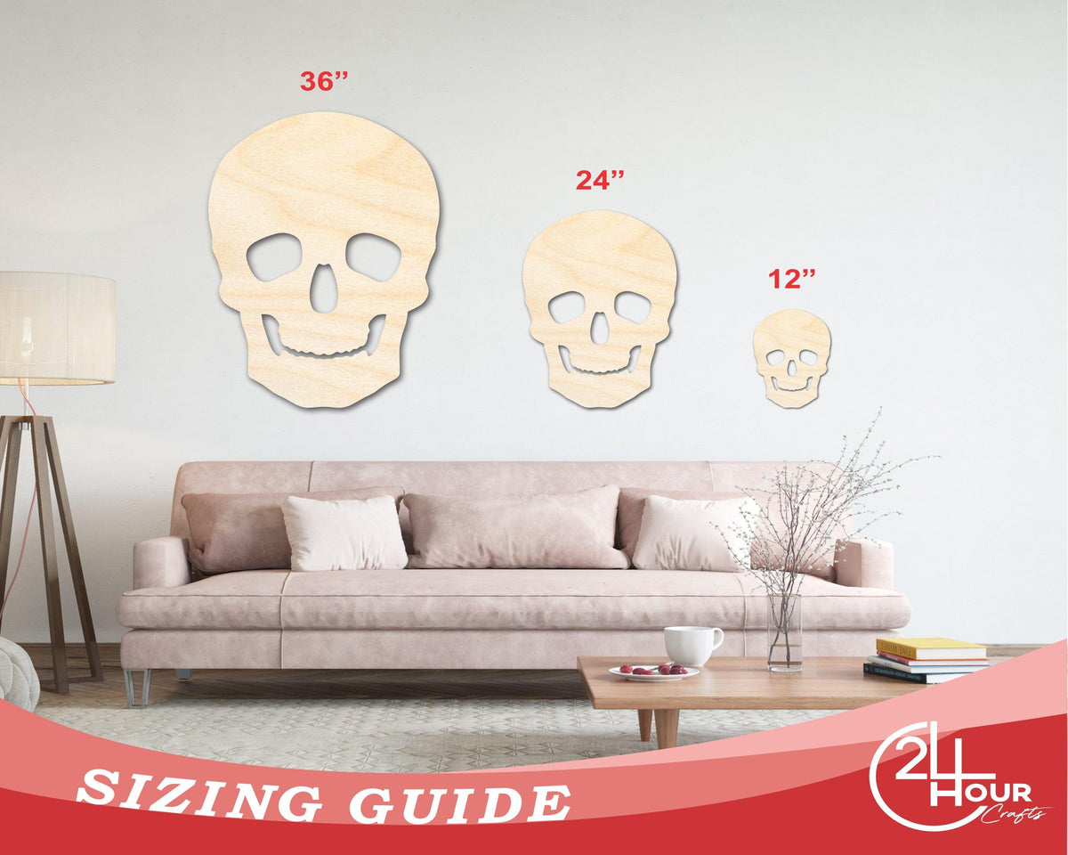 Unfinished Wood Skull Shape - Halloween - Spooky - Craft - up to 46