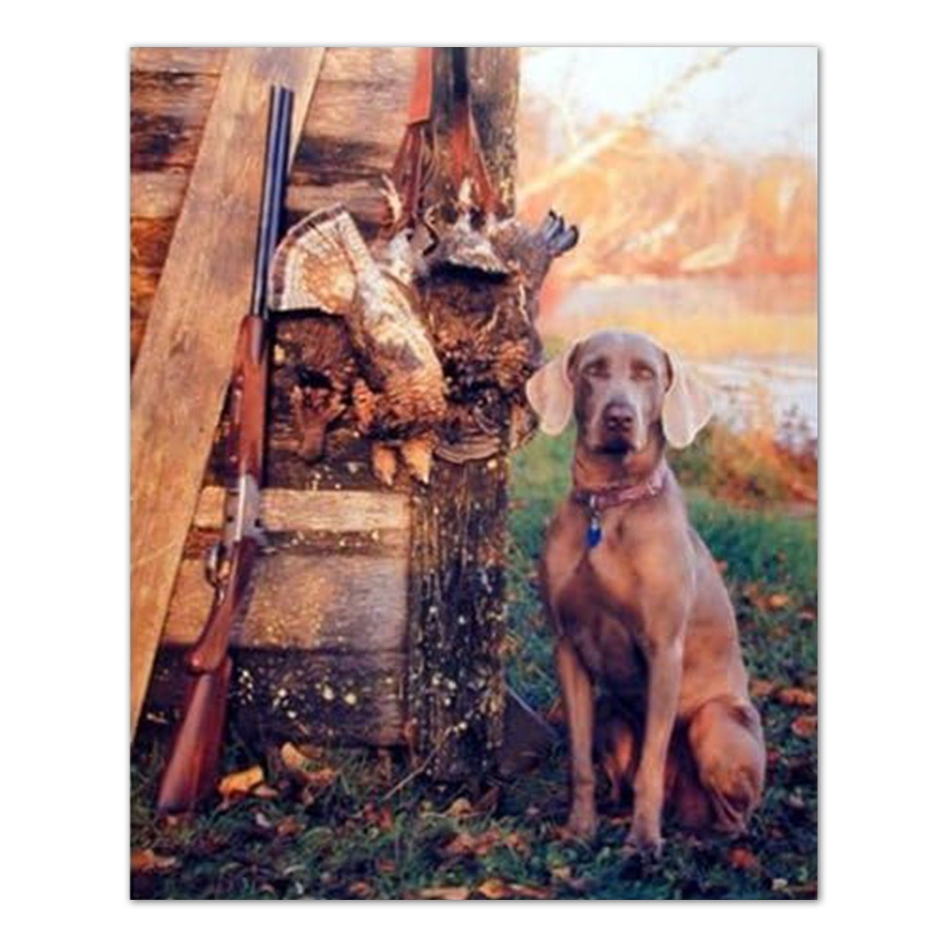 Hunting Dog Art Print – 16x20 Inch Detailed Lithograph Print for Cabin Lodge Decor