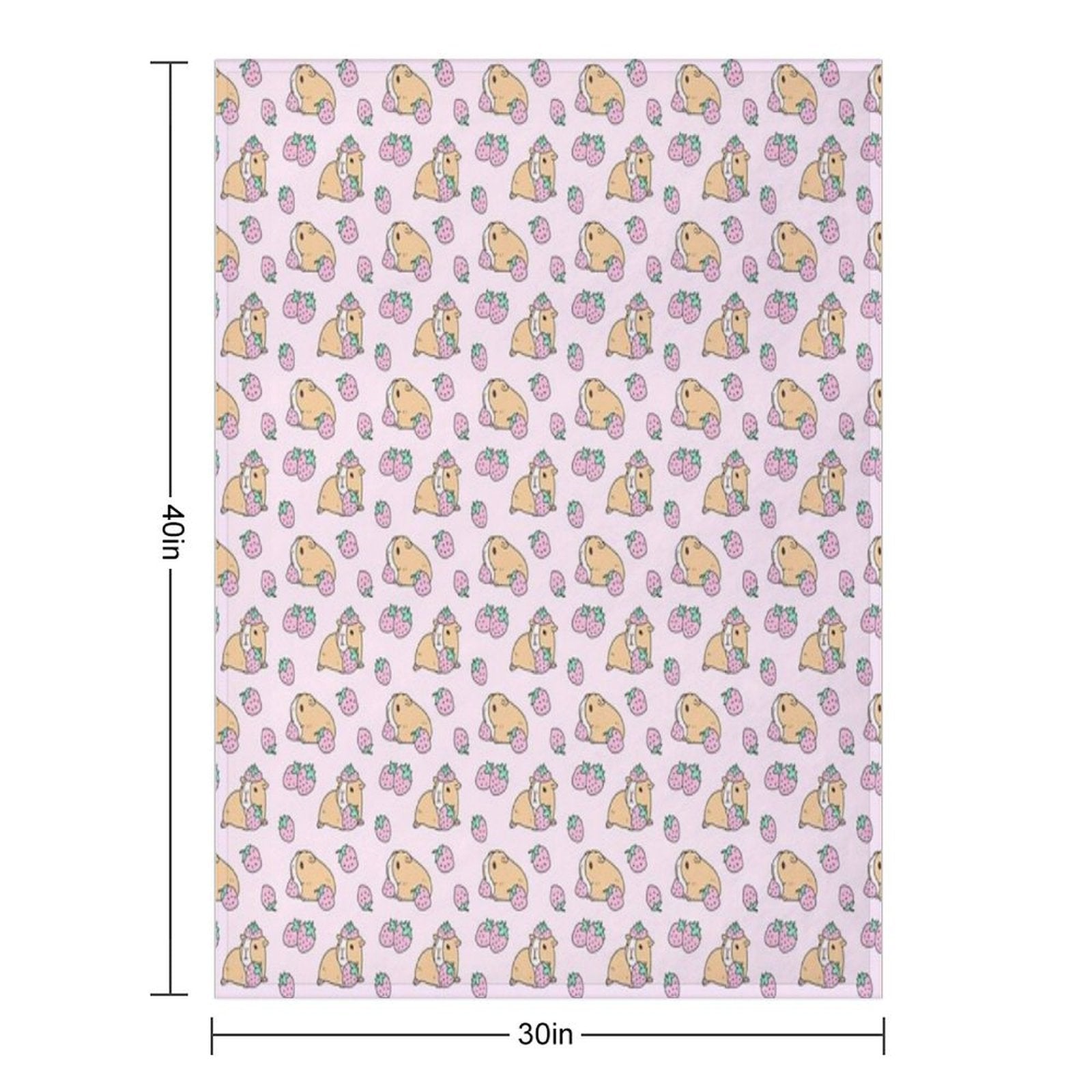 Pink Guinea Pig And Strawberry Pattern Eco-conscious Throw Blanket