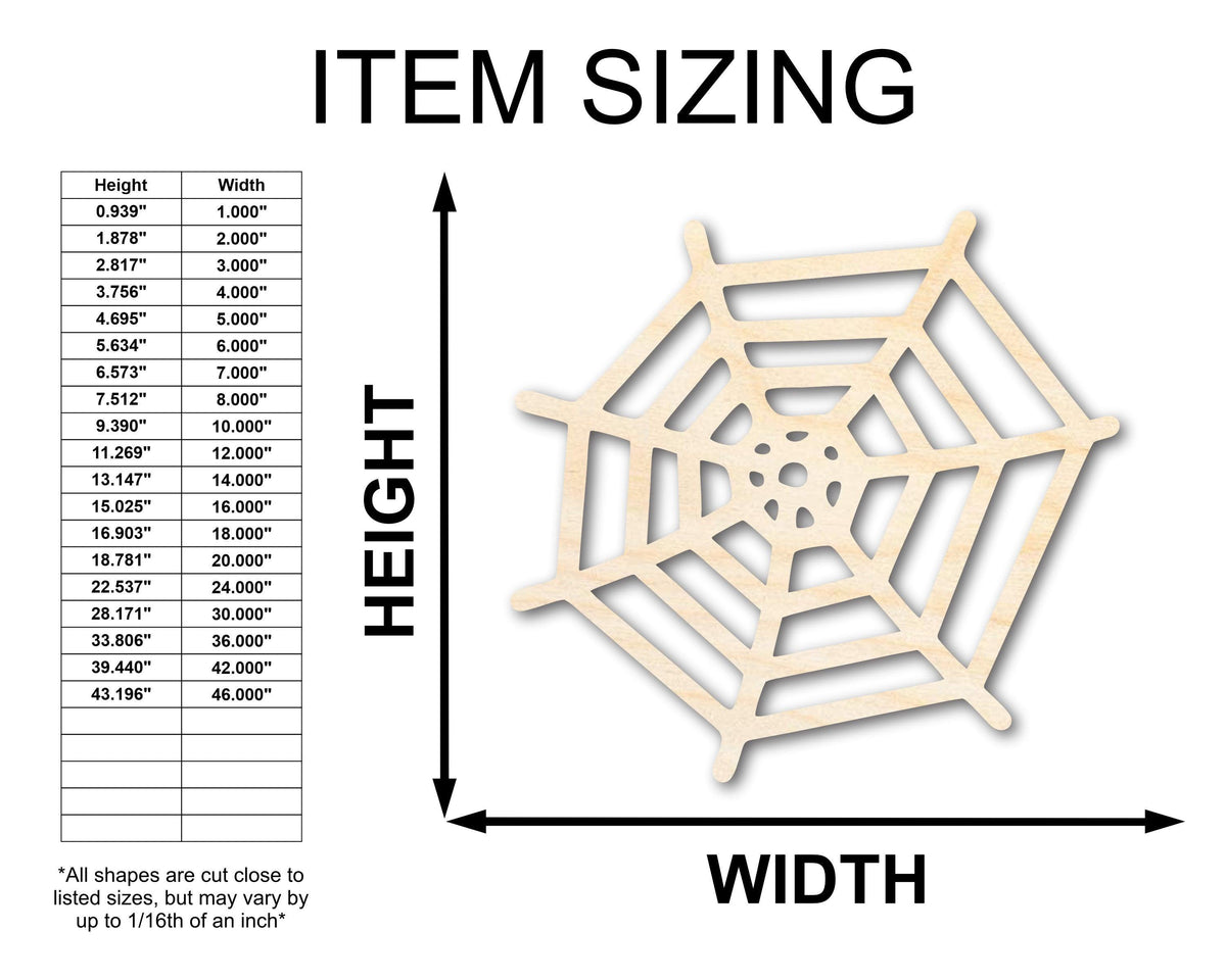 Unfinished Wood Spider Web Shape - Insect - Animal - Wildlife - Craft - up to 46