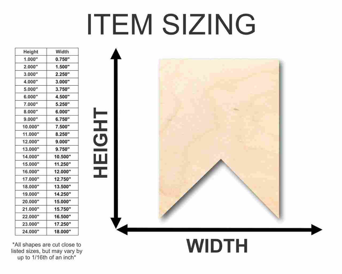 Unfinished Wood Square Bunting Shape - Craft - up to 46
