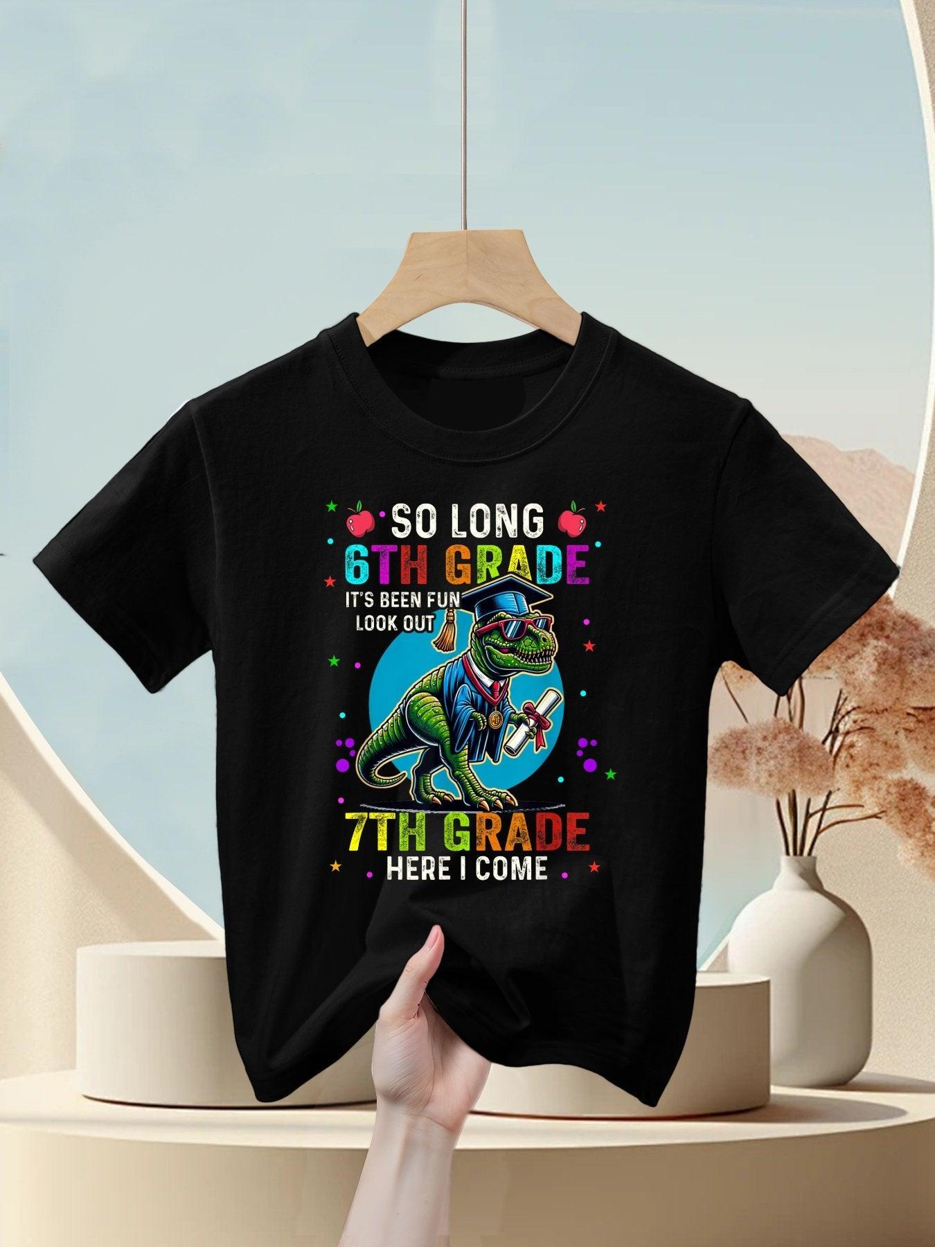 So Long 6th Grade 7th Grade Here I Come Dinosaur Graduation Kids T-Shirt
