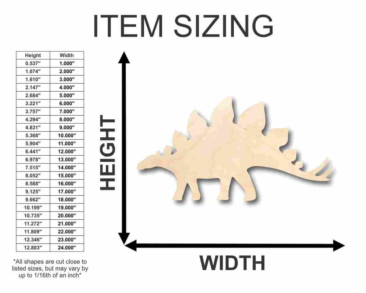 Unfinished Wood Stegosaurus Shape - Dinosaur - Craft - up to 46