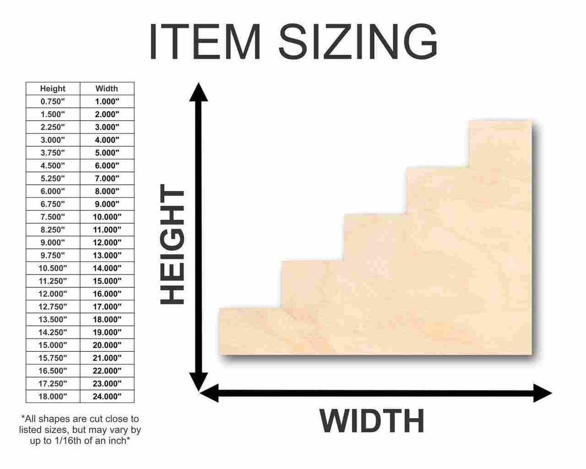 Unfinished Wood Stairs Steps Shape - Craft - up to 46
