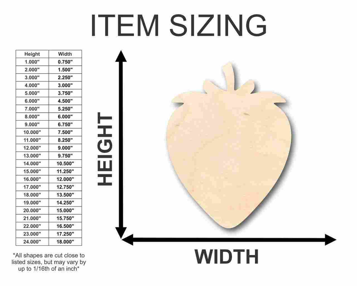 Unfinished Wood Strawberry Shape - Fruit - Craft - up to 46