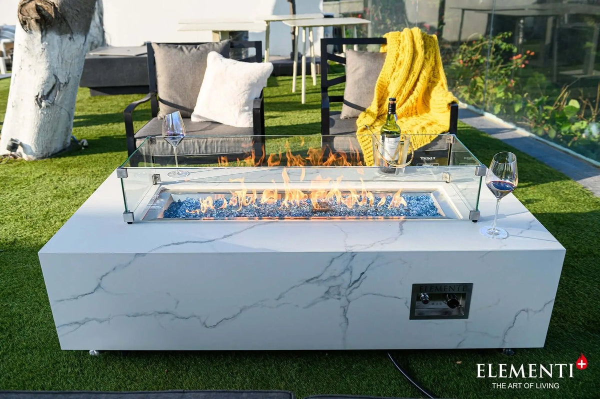 Carrara Marble Porcelain Fire Table — Elementi Plus