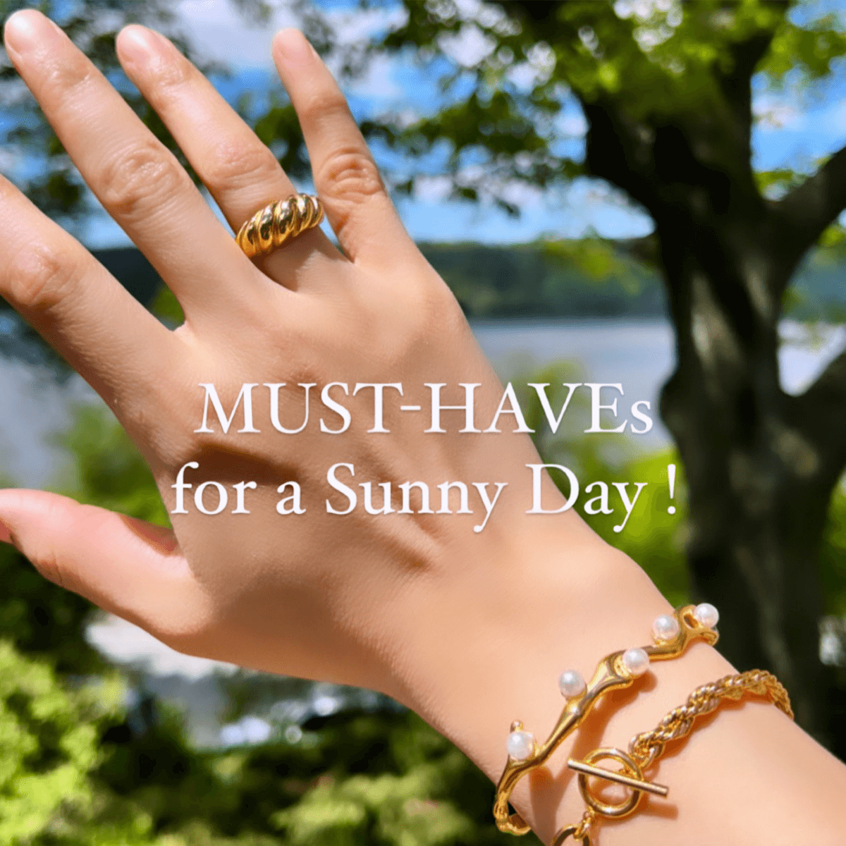 Gold Pearl Open Bangle Bracelet