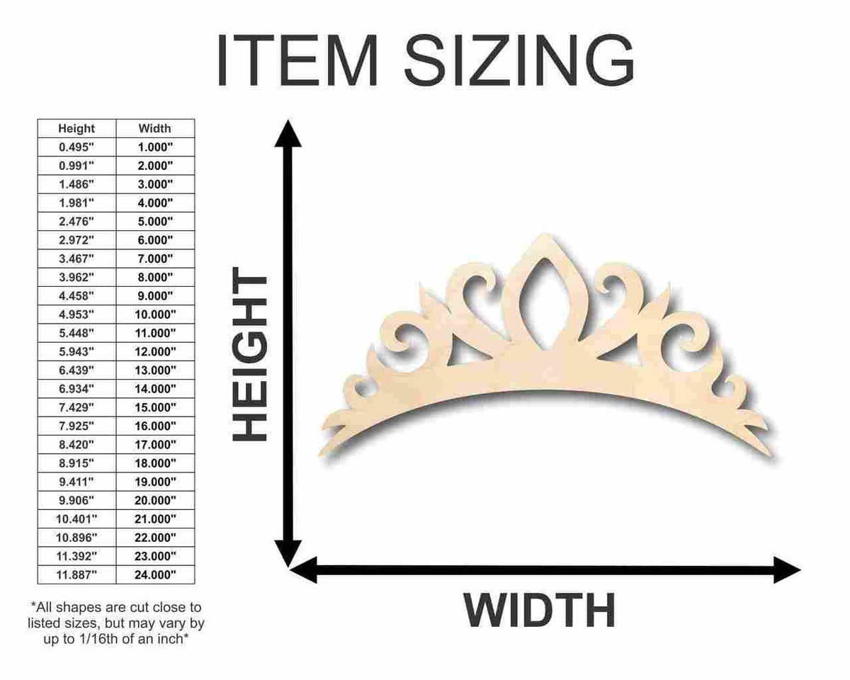 Unfinished Wood Tiara Crown Shape - Royalty - Craft - up to 46