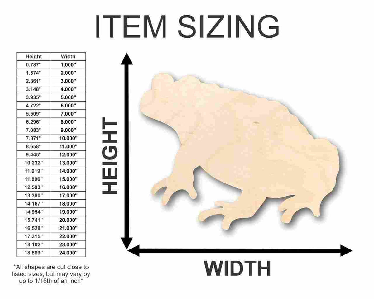 Unfinished Wood Toad Shape - Animal - Craft - up to 46