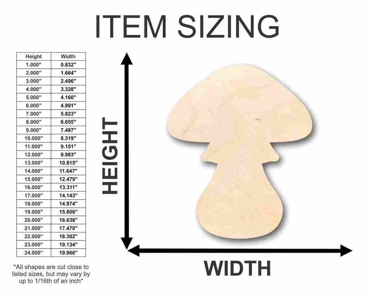 Unfinished Wood Toadstool Shape - Nature - Fairy Garden - Craft - up to 46
