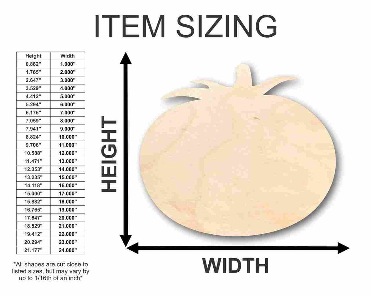 Unfinished Wood Tomato Shape - Garden - Food - Craft - up to 46