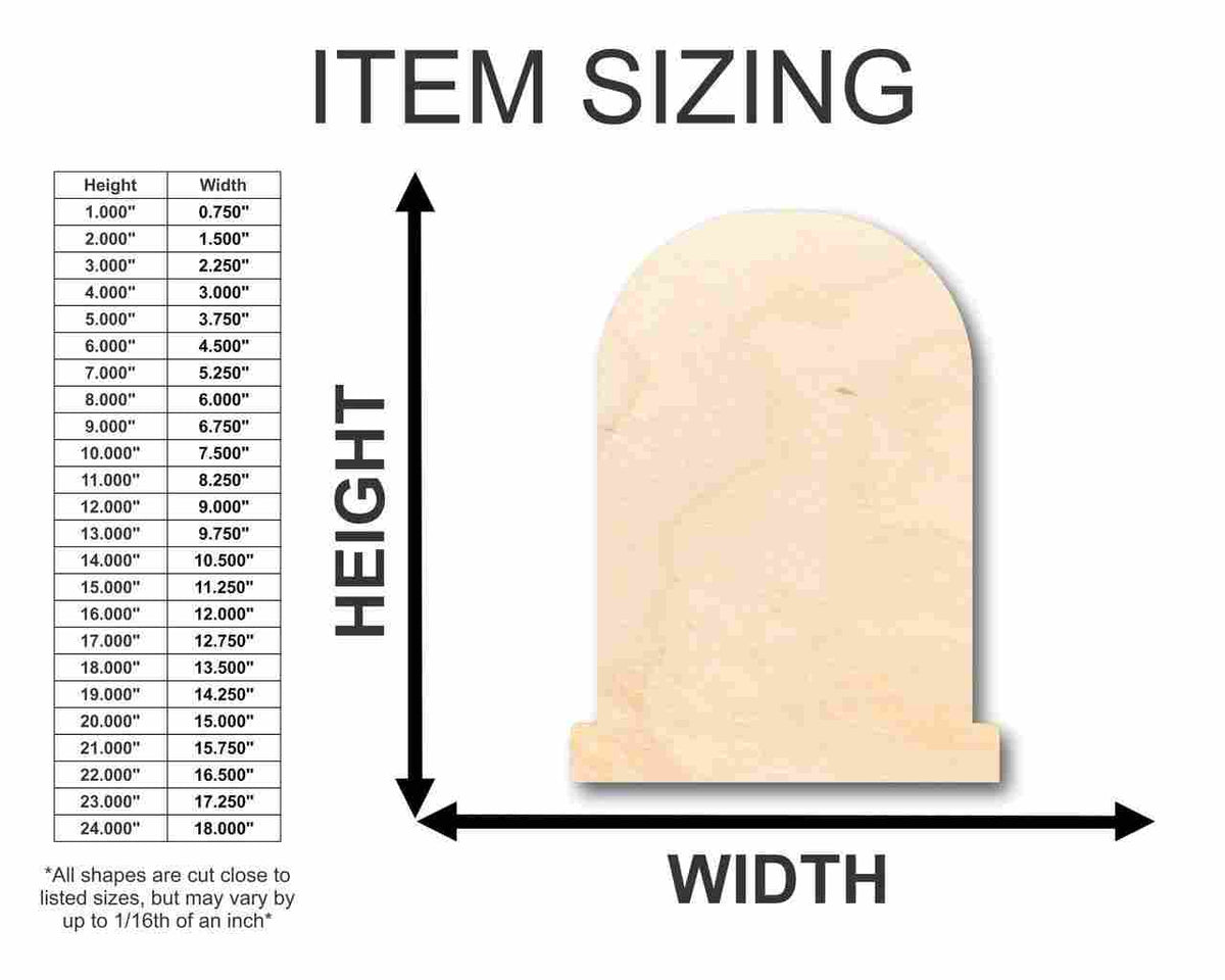 Unfinished Wood Tombstone Shape - Graveyard - Halloween - Craft - up to 46