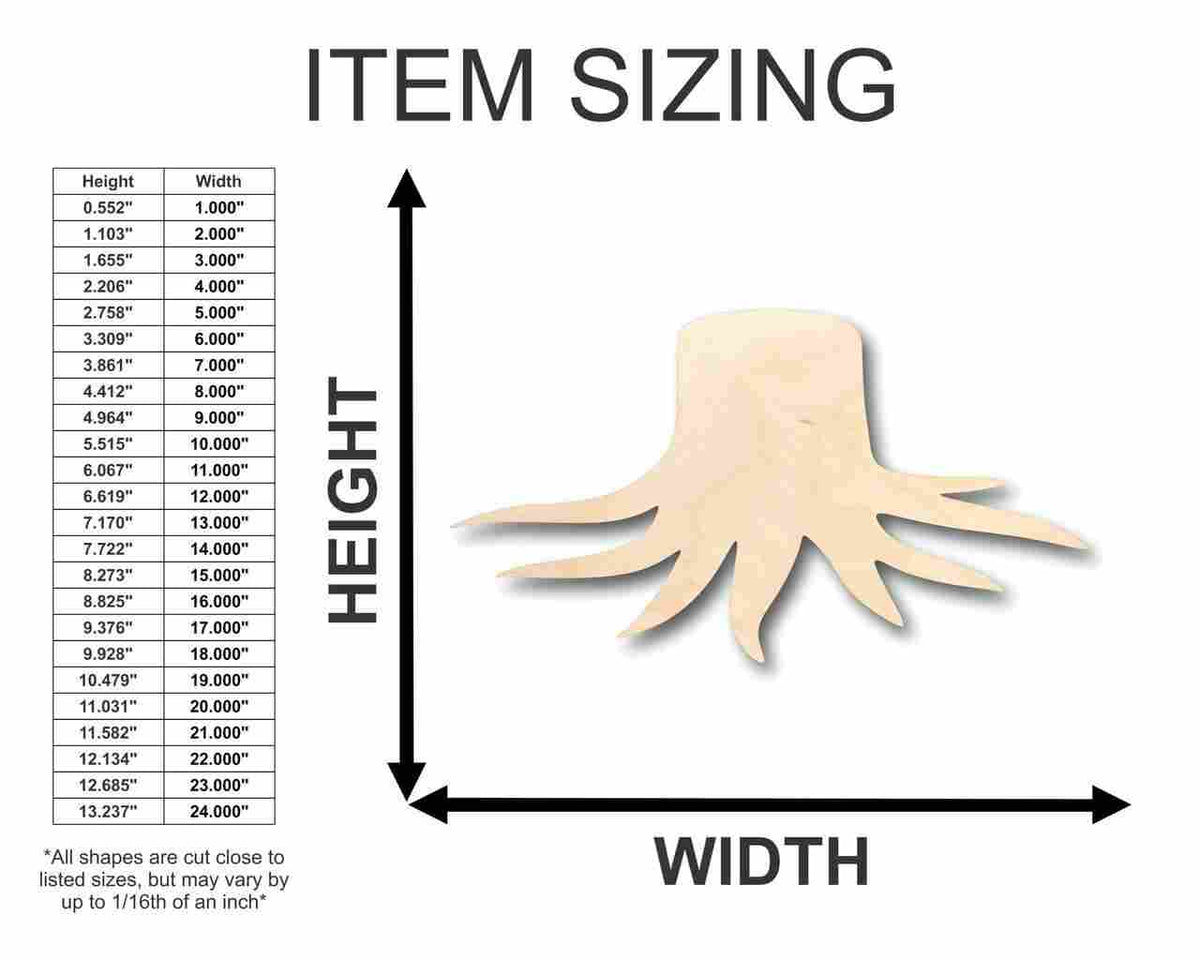 Unfinished Wood Stump Tree Shape - Craft - up to 46