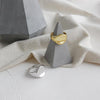 925 Sterling Silver Adjustable Open Ring #7 Gold Plated Jewellery For Women Oval Concave Shape