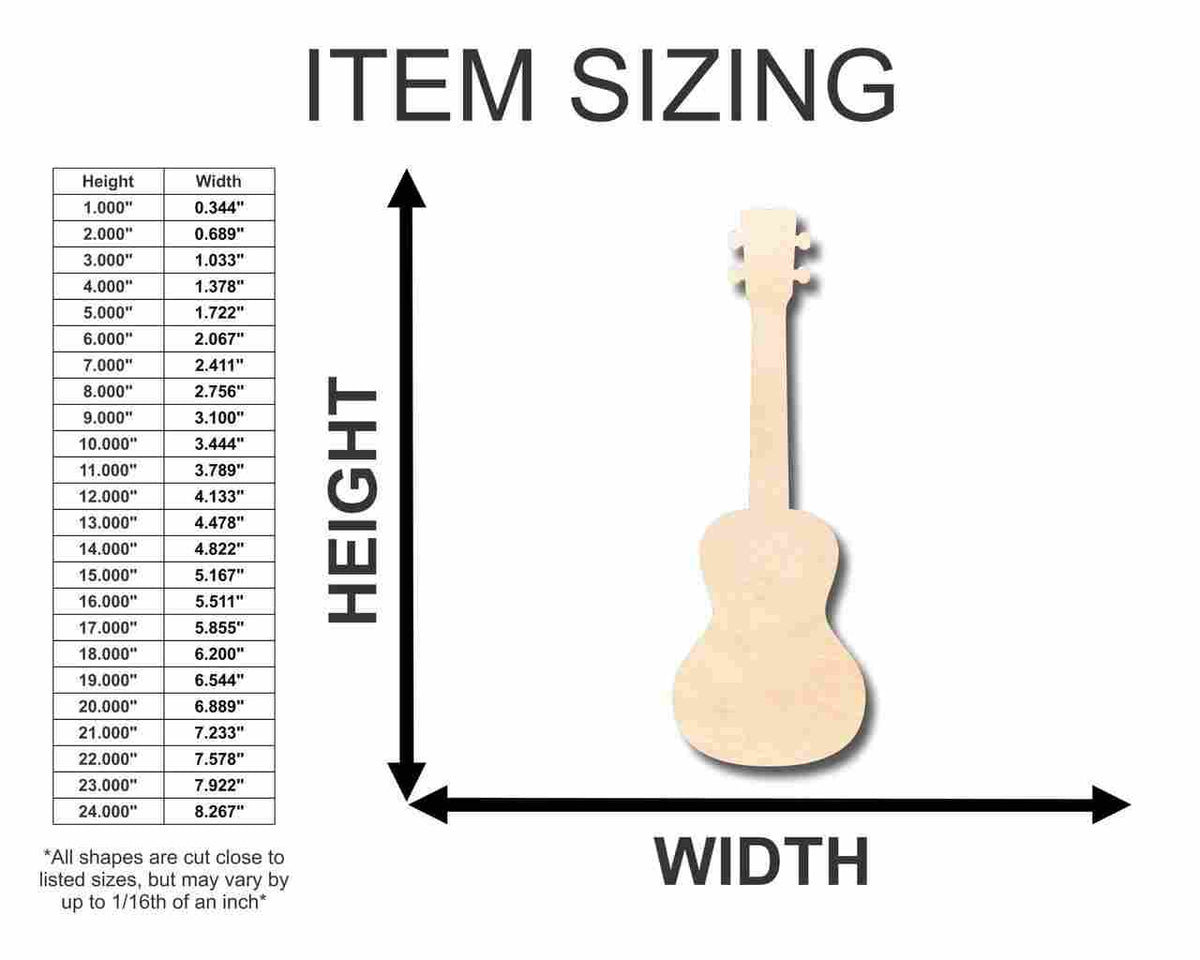 Unfinished Wood Ukulele Shape - Music - Hawaii - Craft- up to 46
