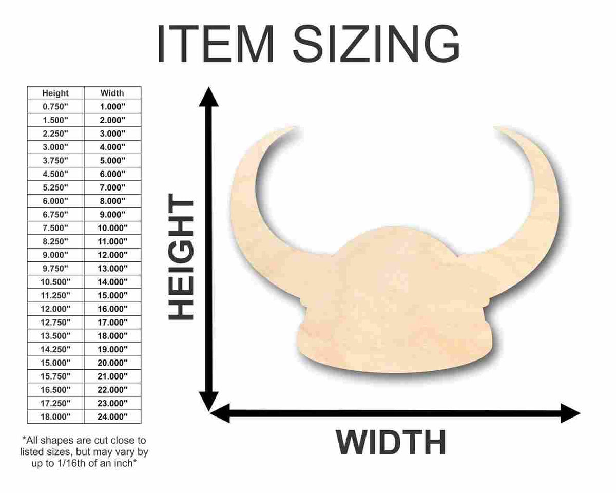 Unfinished Wood Viking Hat Shape - Football - History - Craft - up to 46