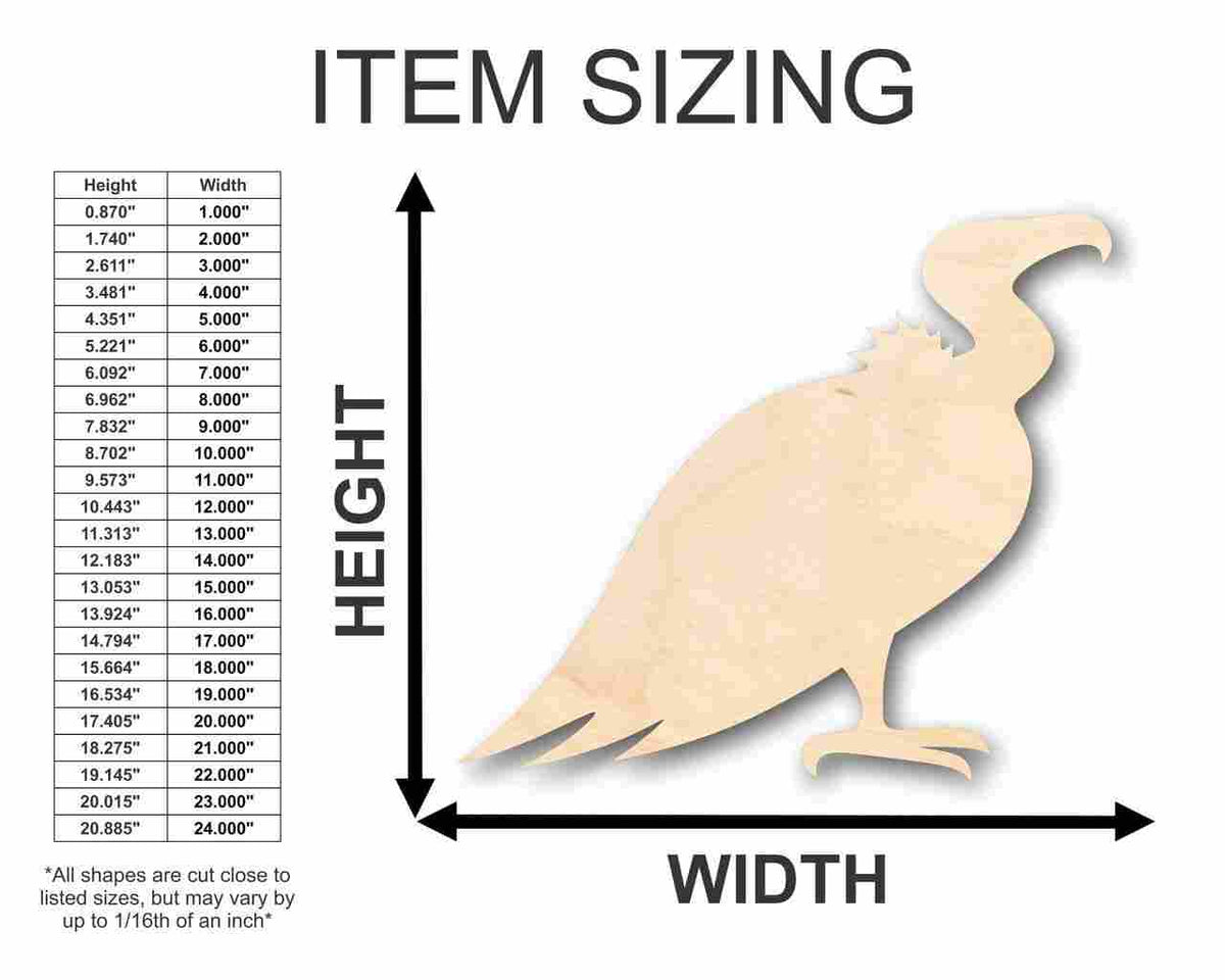 Unfinished Wood Vulture Shape - Animal - Wildlife - Craft - up to 46