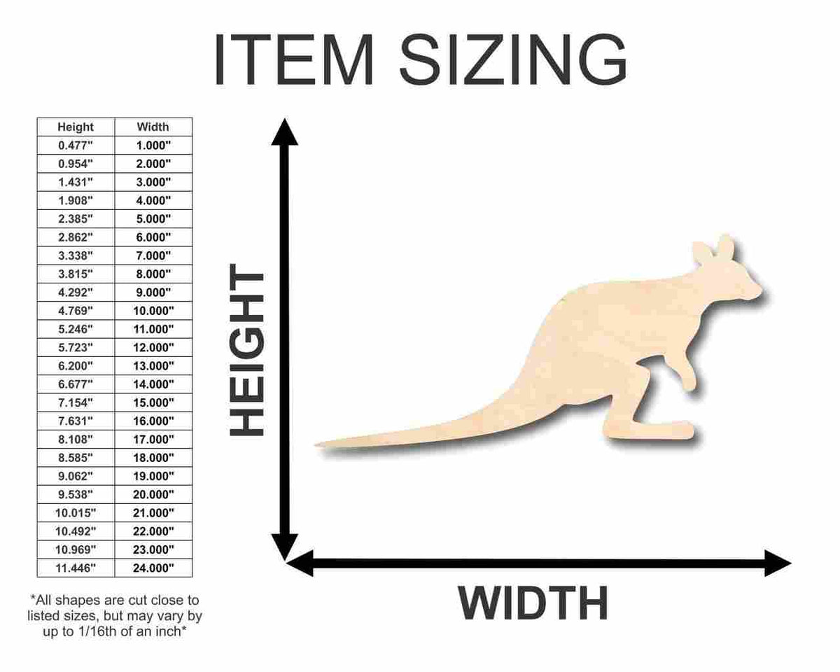 Unfinished Wood Wallaby Shape - Australia - Animal - Craft - up to 46
