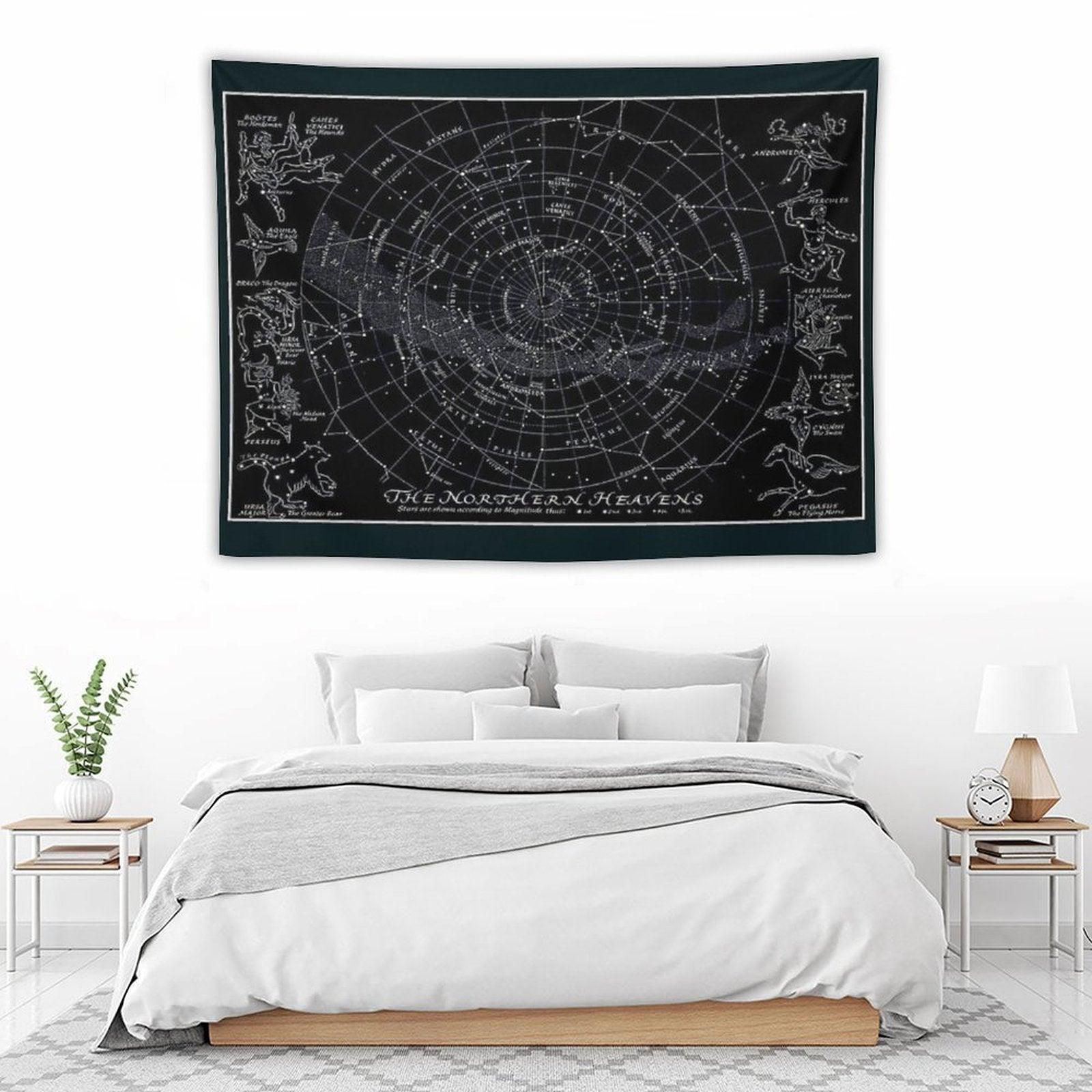 THE NORTHERN HEAVENS  Vintage Star Map Print Tapestry
