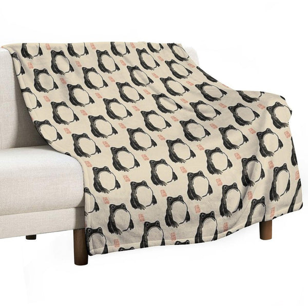 Grumpy Frog Japanese Lightweight Throw Blanket