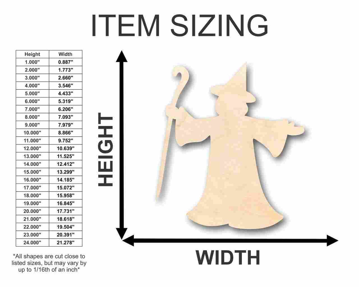 Unfinished Wood Wizard Fantasy Shape - Halloween - Craft - up to 46