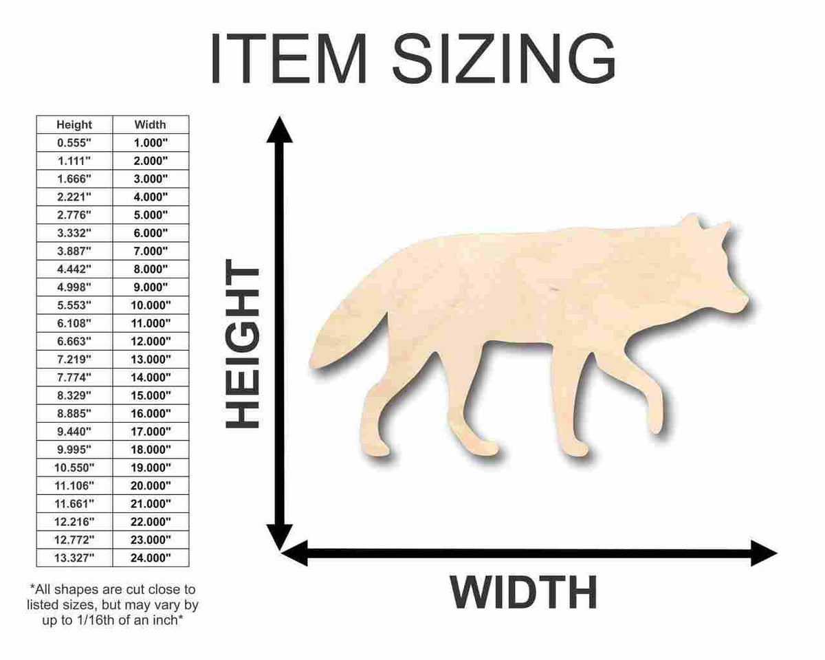 Unfinished Wood Wolf Shape - Animal - Wildlife - Craft - up to 46
