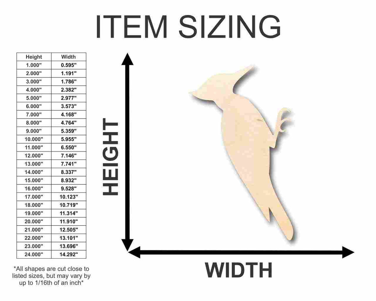 Unfinished Wood Woodpecker Shape - Animal - Wildlife - Craft - up to 46