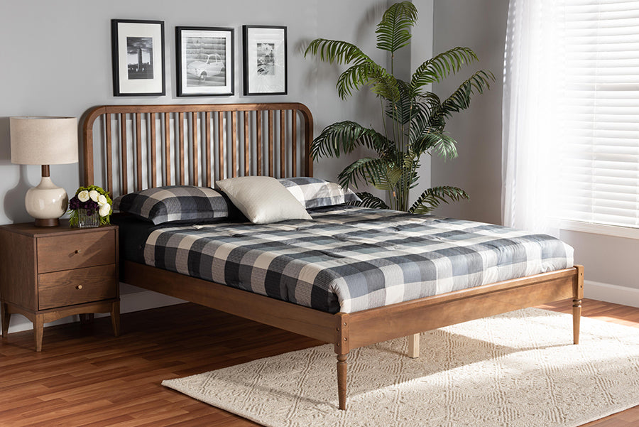 Baxton Studio Neilan Modern and Contemporary Walnut Brown Finished Wood Full Size Platform Bed