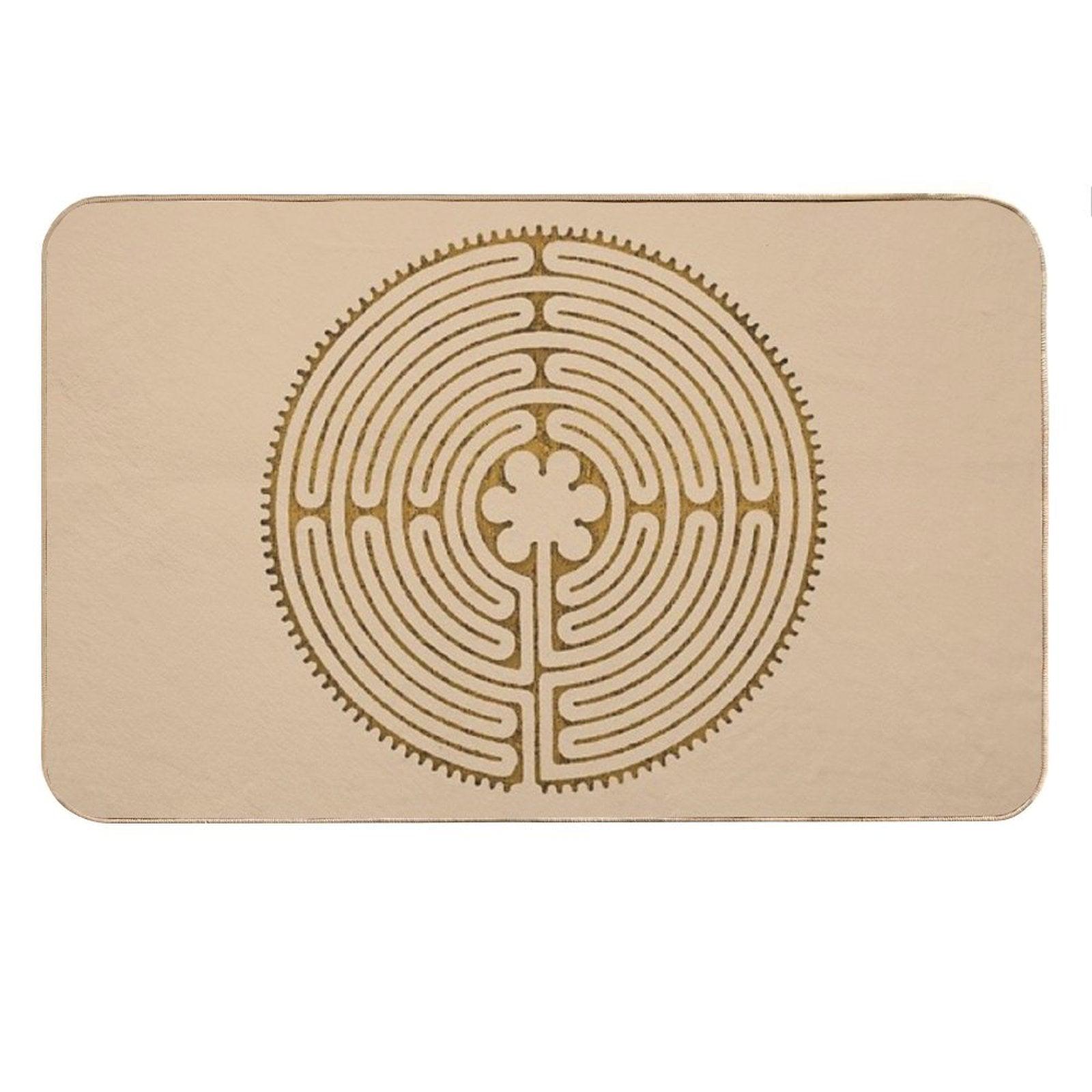 Symbol Chartres Labyrinth Metal Gold Antique Style Bath Mat