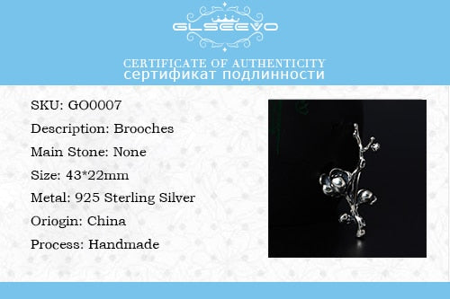 GLSEEVO Vintage Magnolia Brooches For Women Gift 925 Sterling Silver Luxury Brooch Broche Plata De Ley 925 Fine Jewellery