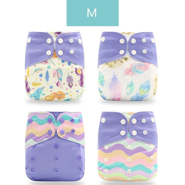 Happy Flute Cloth Diapers for Children Adjustable Wet/Dry Bag Waterproof Babies Diapers Ecological Backpack Reusable 4 pcs/set