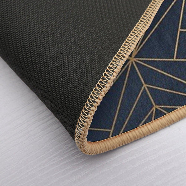 Elegant Geometric Copper Navy Blue Bath Mat