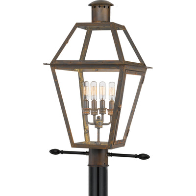 Quoizel Rue De Royal 4-Light 17in Outdoor Post Light in Industrial Bronze