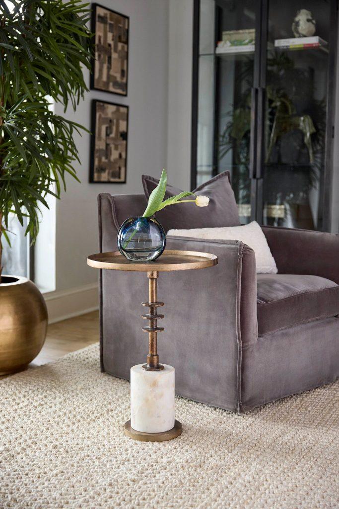 Jetson Accent Table Designed by J Kent Martin | Antique Brass