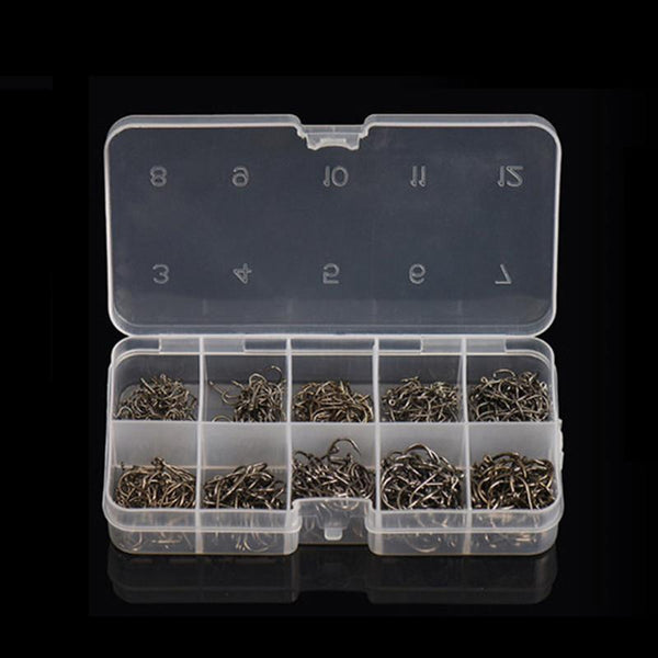 LEO 600PCS/BOX High Carbon Steel Fishing Hooks Sharp Barbed Circle   3#-12#