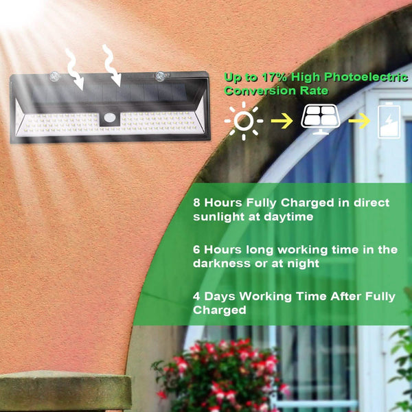 118 LEDs Solar Wall Light Outdoor Motion Sensor Lamp