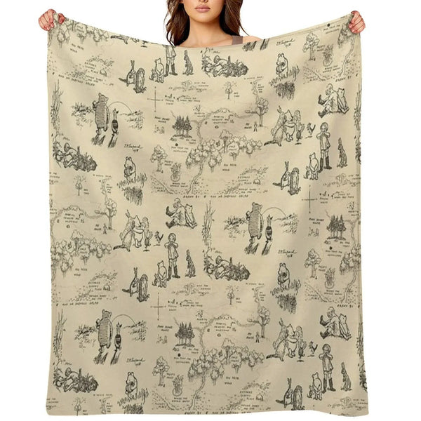 100 Aker Wood (Cream) Throw Blanket