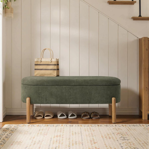Green Oversized Storage Solution Bench Ottoman Bedroom