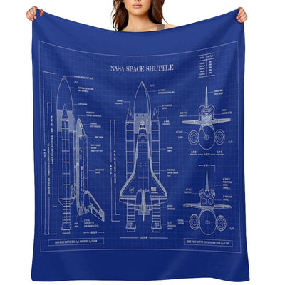 NASA Space Shuttle (Blueprint) Shrink-resistant Throw Blanket