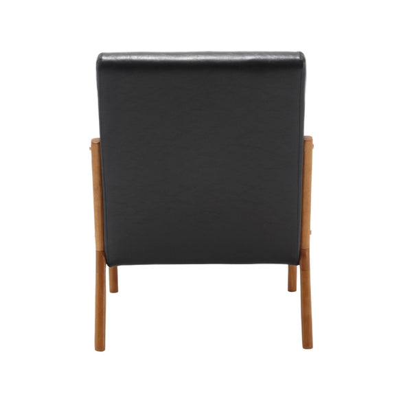 COOLMORE modern style chair, solid wood cushion lounge armchair with a pillow (black PU)