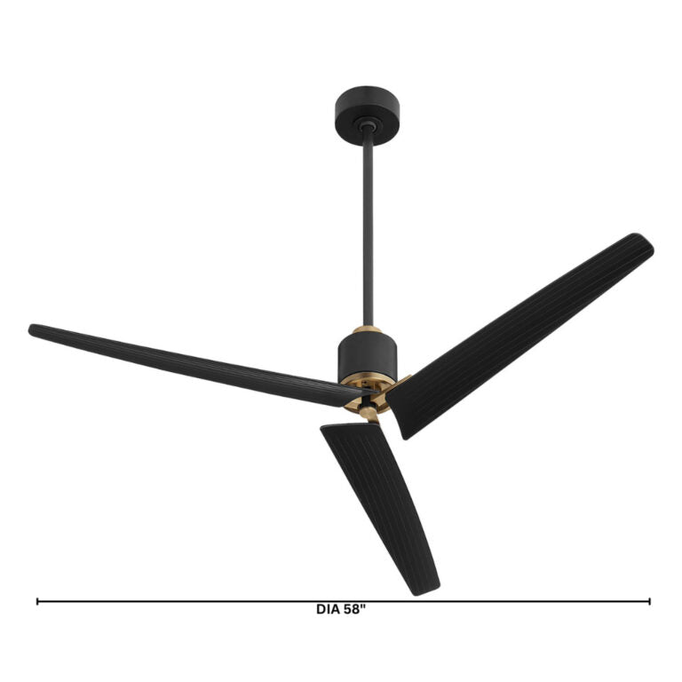 Buran 58″ Ceiling Fan | Black – Aged Brass