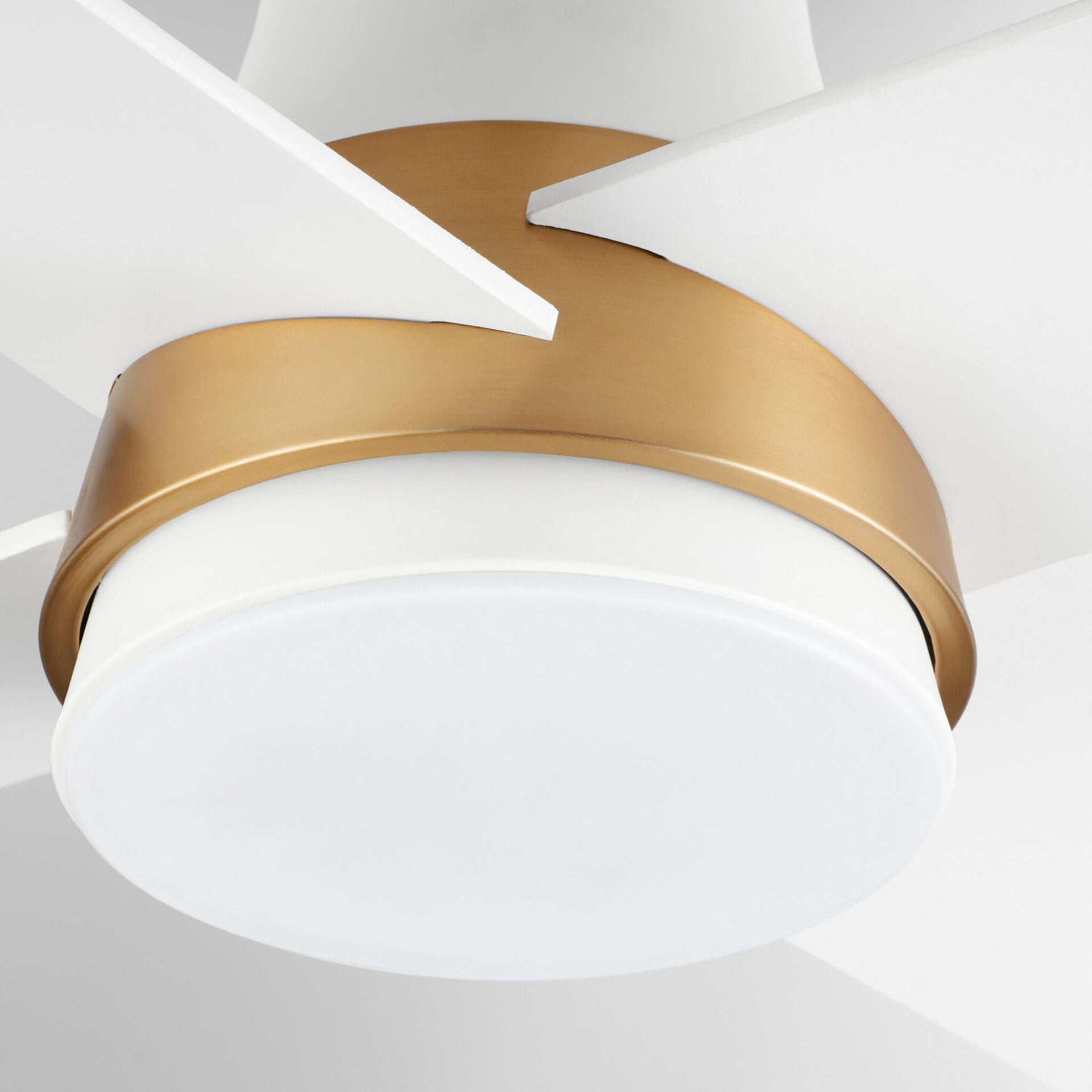 Santa Ana 52″ Ceiling Fan | Studio White Aged Brass Accent w – Studio White Blades