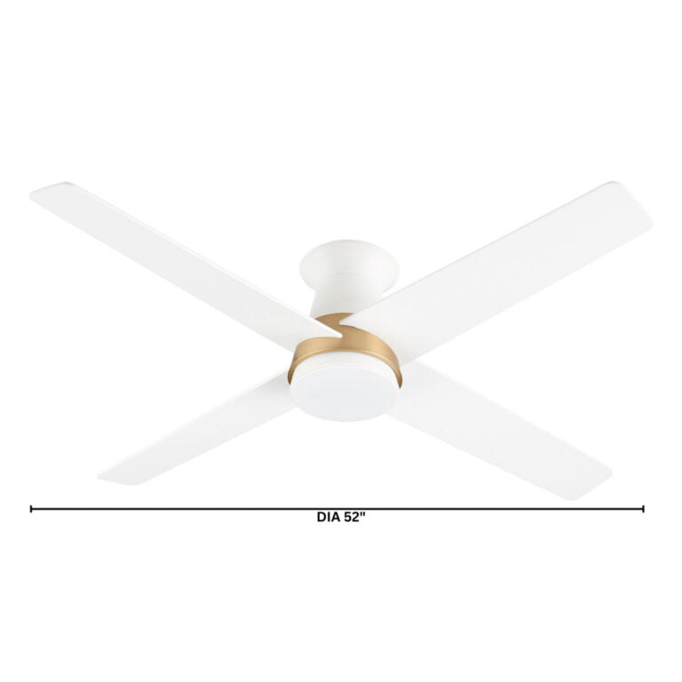 Santa Ana 52″ Ceiling Fan | Studio White Aged Brass Accent w – Studio White Blades