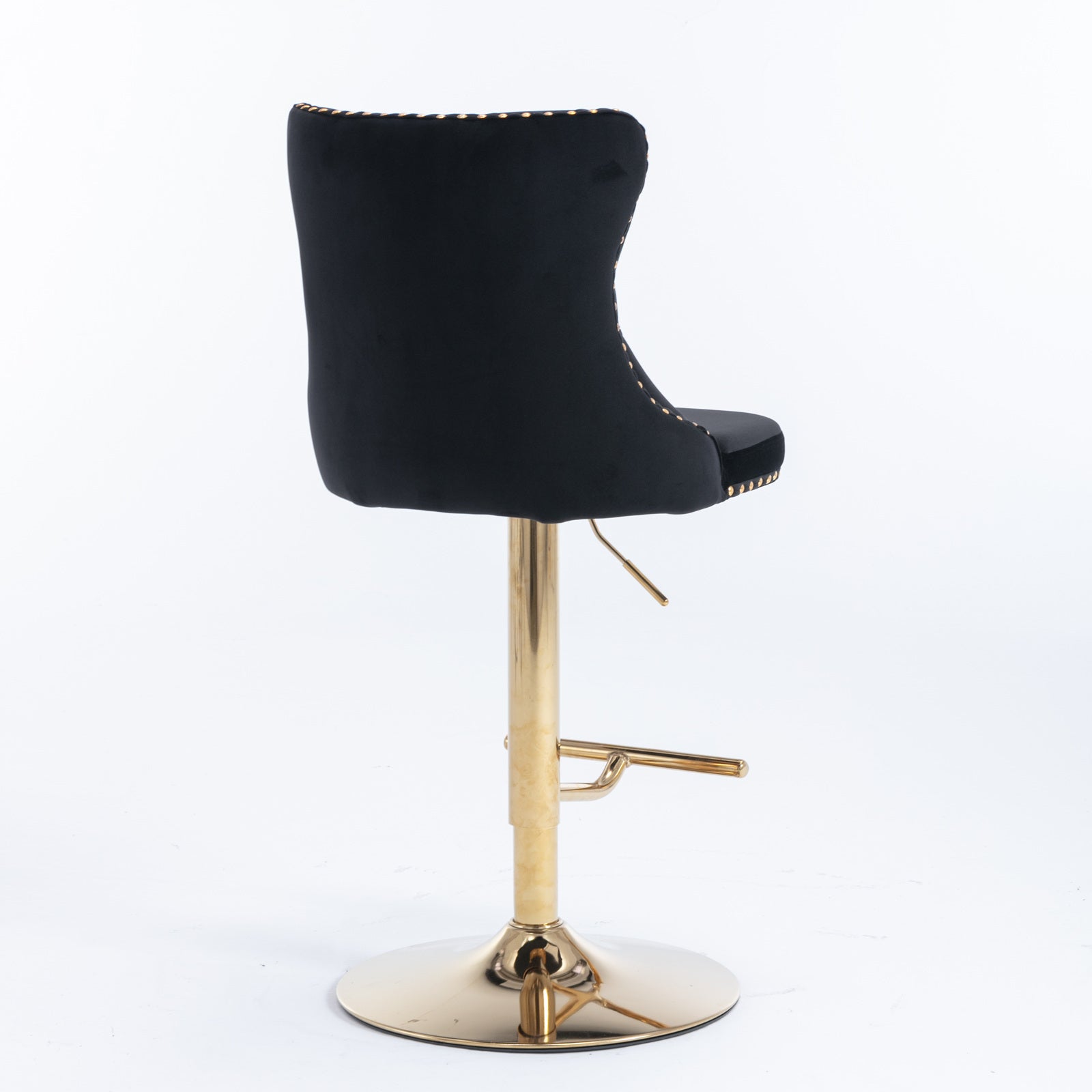 Golden Swivel Velvet Adjustable Barstools with Backs Upholstered Tufted for Home Pub