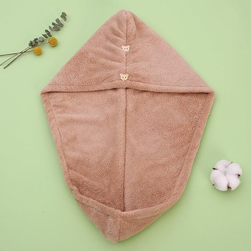 Super absorbent double-layer thickened coral velvet quick drying hair towel, shower cap, and headband towel